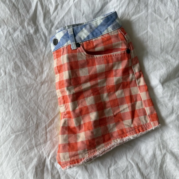 FARM Rio Color Block Gingham Denim Shorts S - Picture 5 of 7